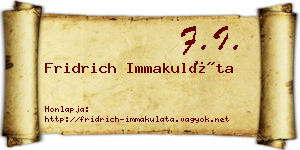 Fridrich Immakuláta névjegykártya